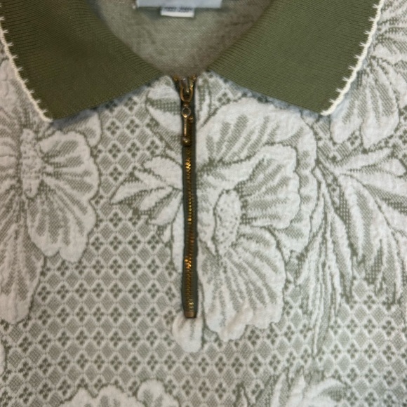 Alfred Dunner Green and White Polo Shirt with Botanical Print, Size M - Picture 3 of 6